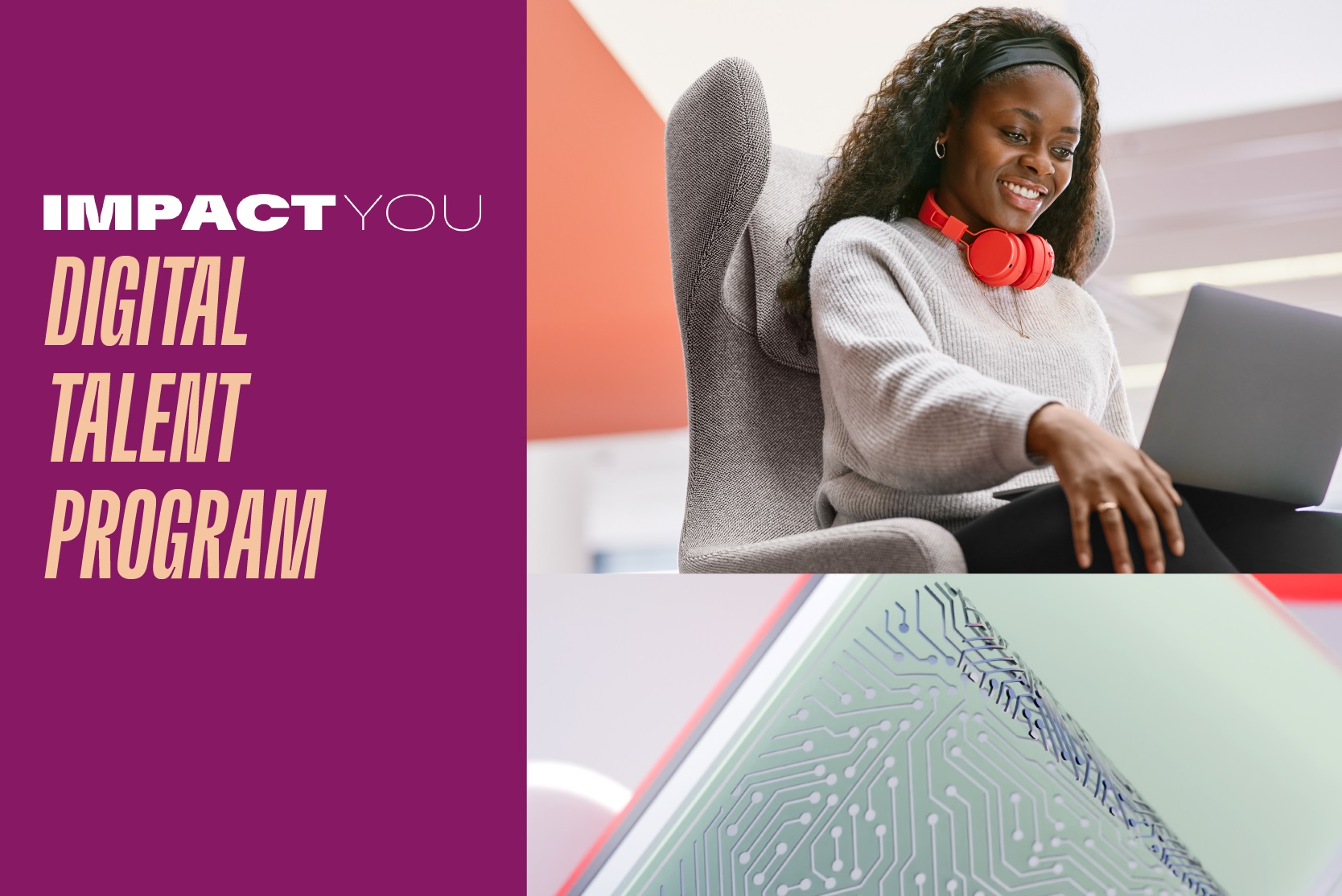 Ein Teilnehmerin des Digital Talent Program lächelt selbstbewusst in die Kamera.