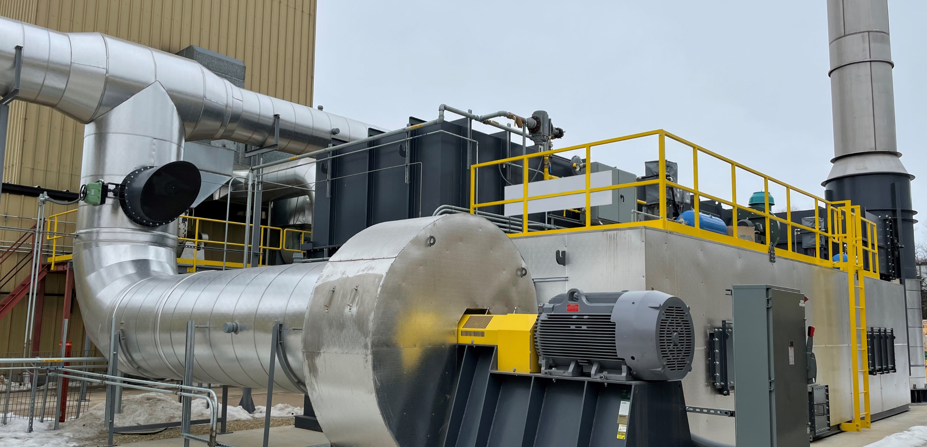 Machinery for reducing emissions outside building