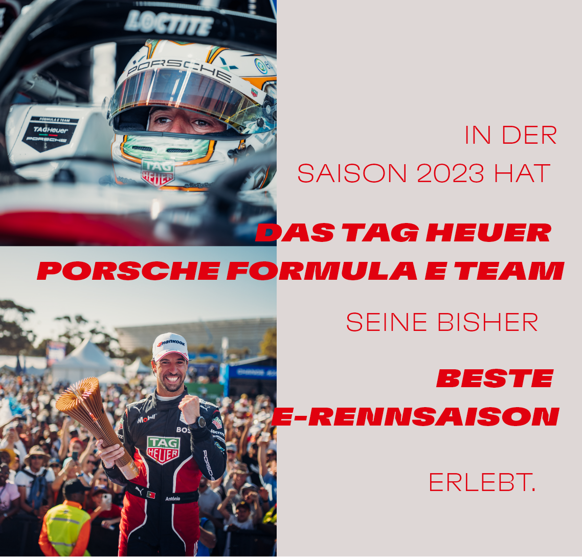 Fahrer des TAG Heuer Porsche Formula E Teams in der E-Rennsaison 2023. 