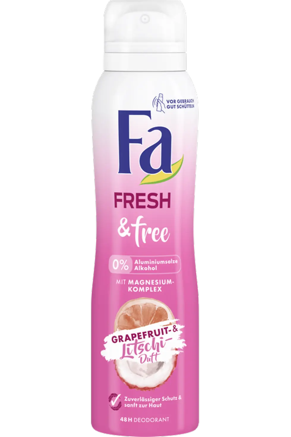 Fa Fresh & free Grapefruit- und Litschi-Duft, 48 H Deodorant