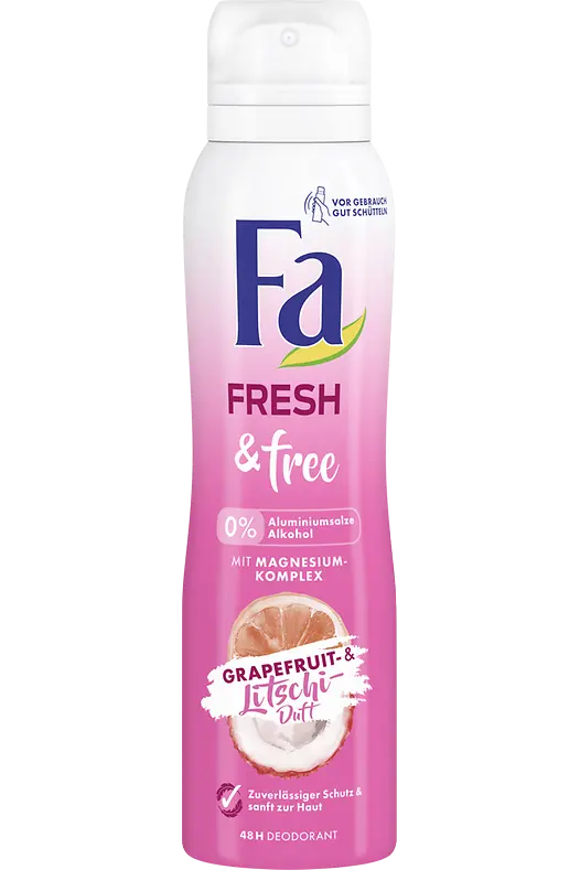 Fa Fresh & free Grapefruit- und Litschi-Duft, 48 H Deodorant