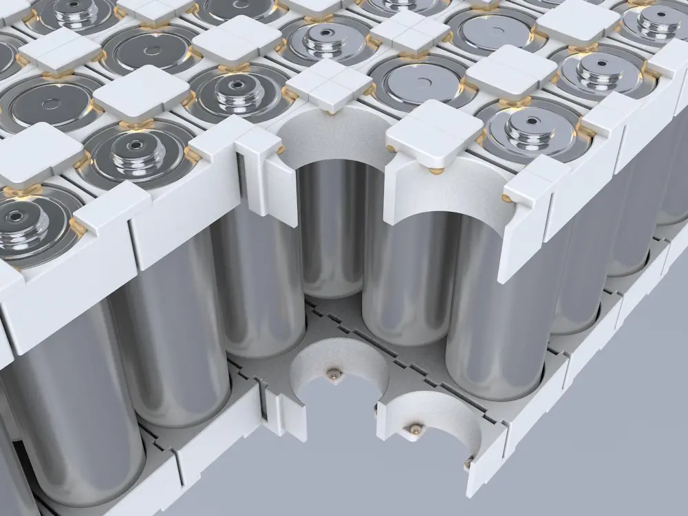 Batteriemodule mit zylindrischen Zellen werden mit dem Bayblend®-Material von Covestro konstruiert und mit dem Loctite-Klebstoff von Henkel effizient zusammengebaut.