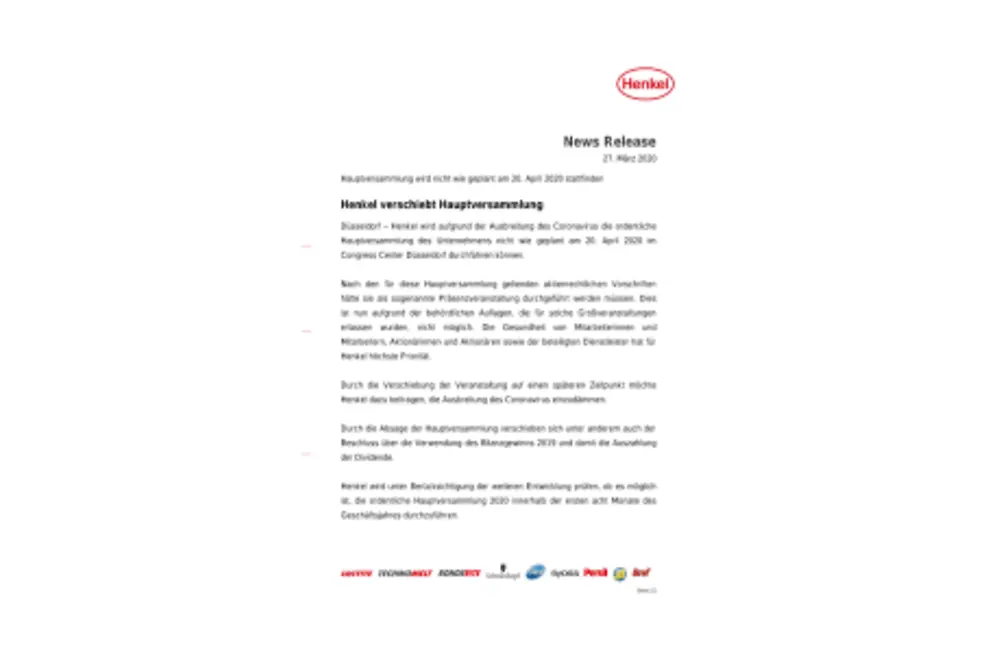 Henkel verschiebt Hauptversammlung