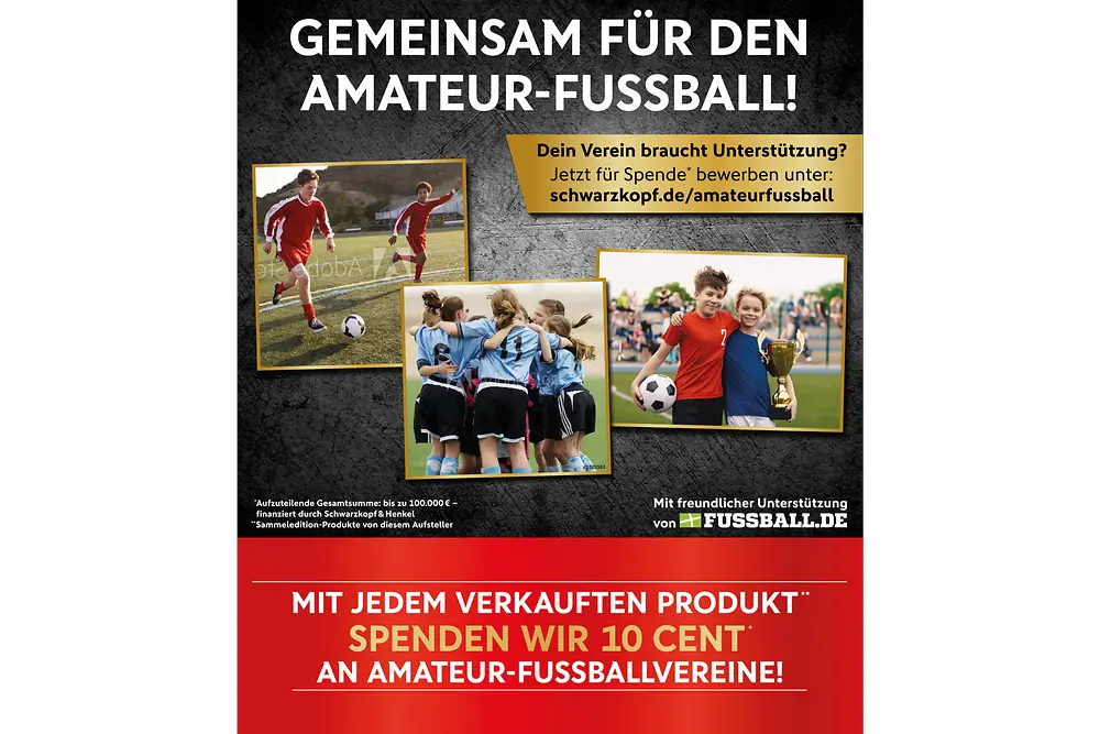 Schwarzkopf & Henkel möchte die Amateur-Fußballvereine aktiv unterstützen und bringt ab Mai 2020 die Fußball-Sammeledition der Marken Schauma, Taft und Fa auf den Markt