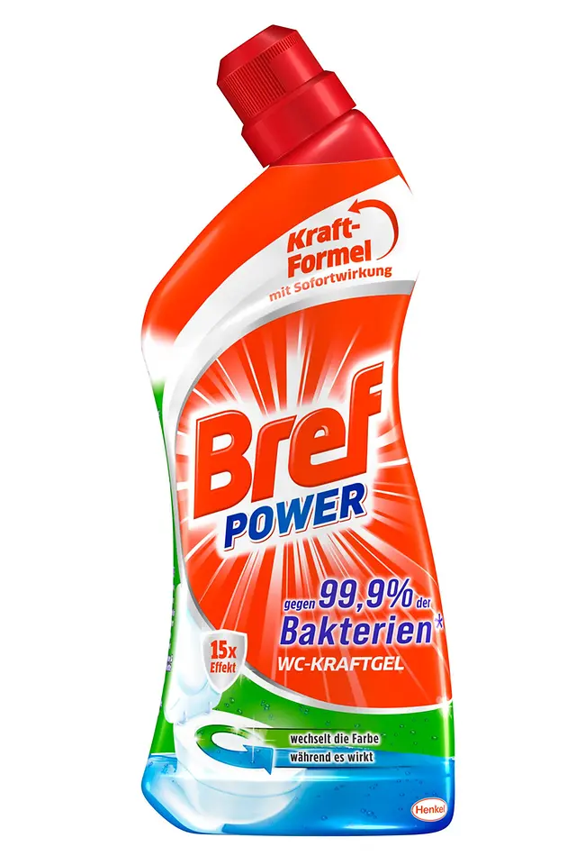 Das neue Bref Power WC-Kraftgel gegen 99,9% der Bakterien