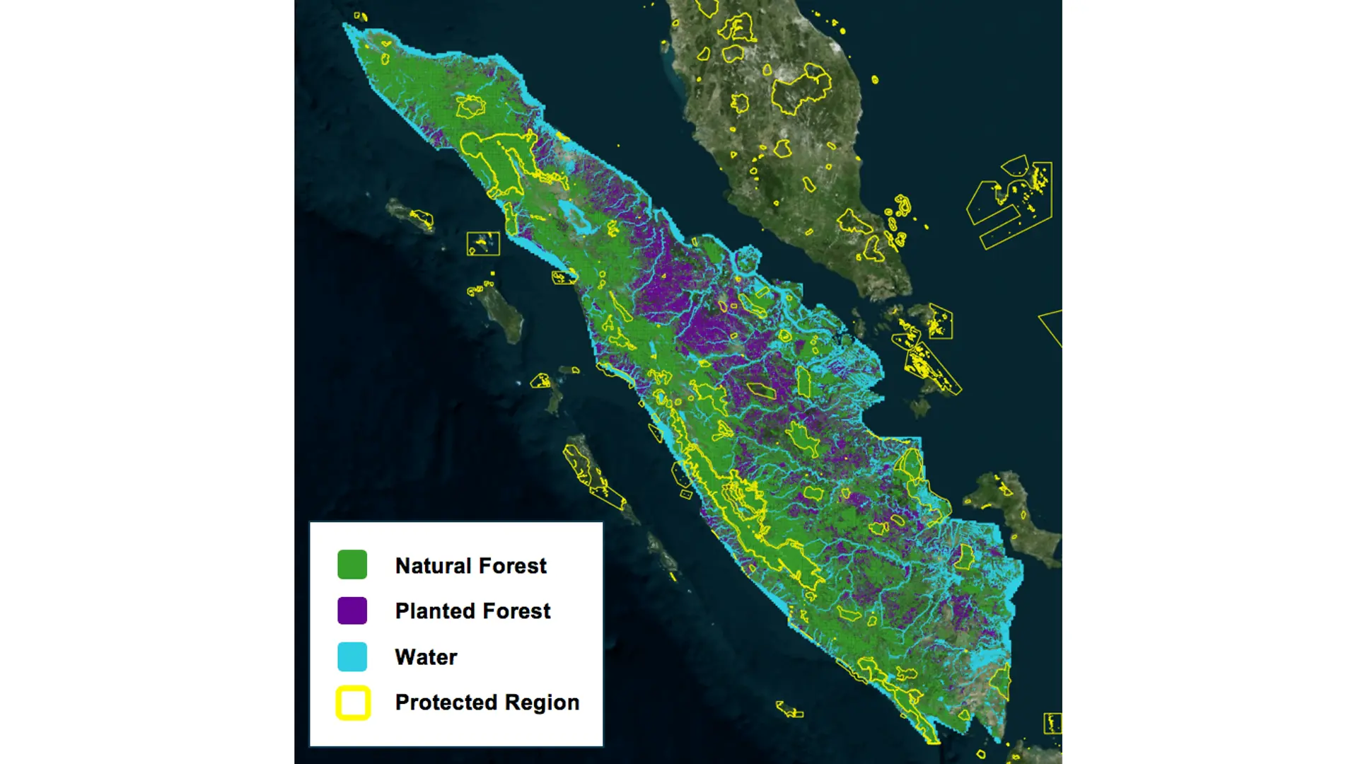 A graphic showing Orbital Insight’s deforestation monitoring in Sumatra.