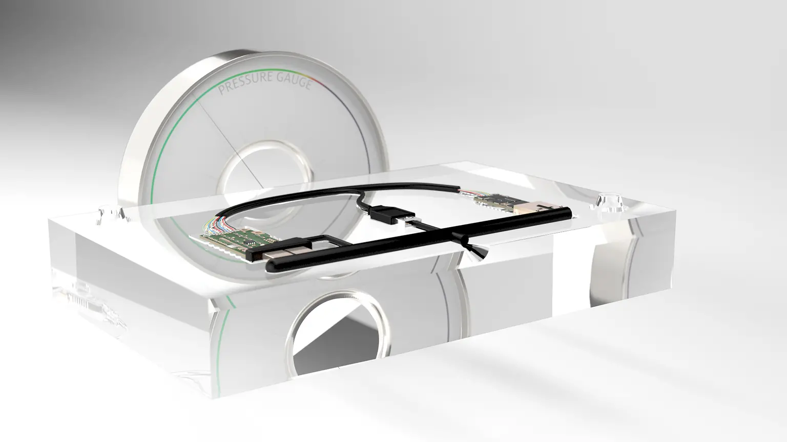 Niederdruckvergussvorgang: Offenliegende Elektronikteile werden in eine vorgefertigte Form eingesetzt. Mit TECHNOMELT® wird die Elektronik bei niedrigem Druck verkapselt. Nach der Verkapselung werden die Teile getestet und zur Endmontage transportiert. 