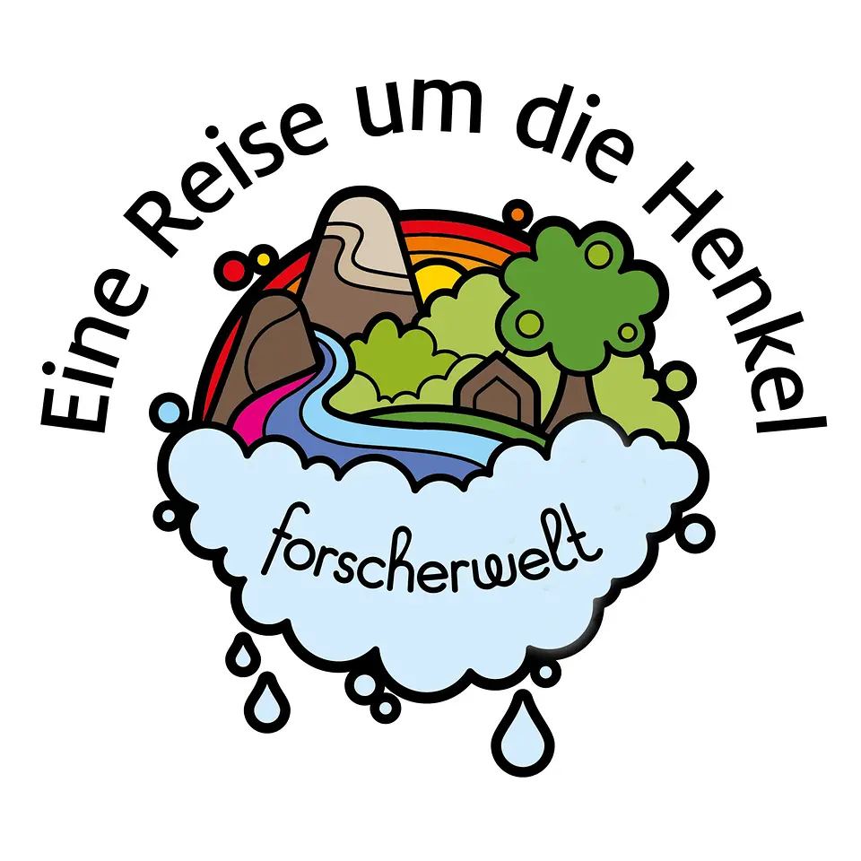 Illustration und Schriftzug: Reise um die Henkel Forscherwelt 