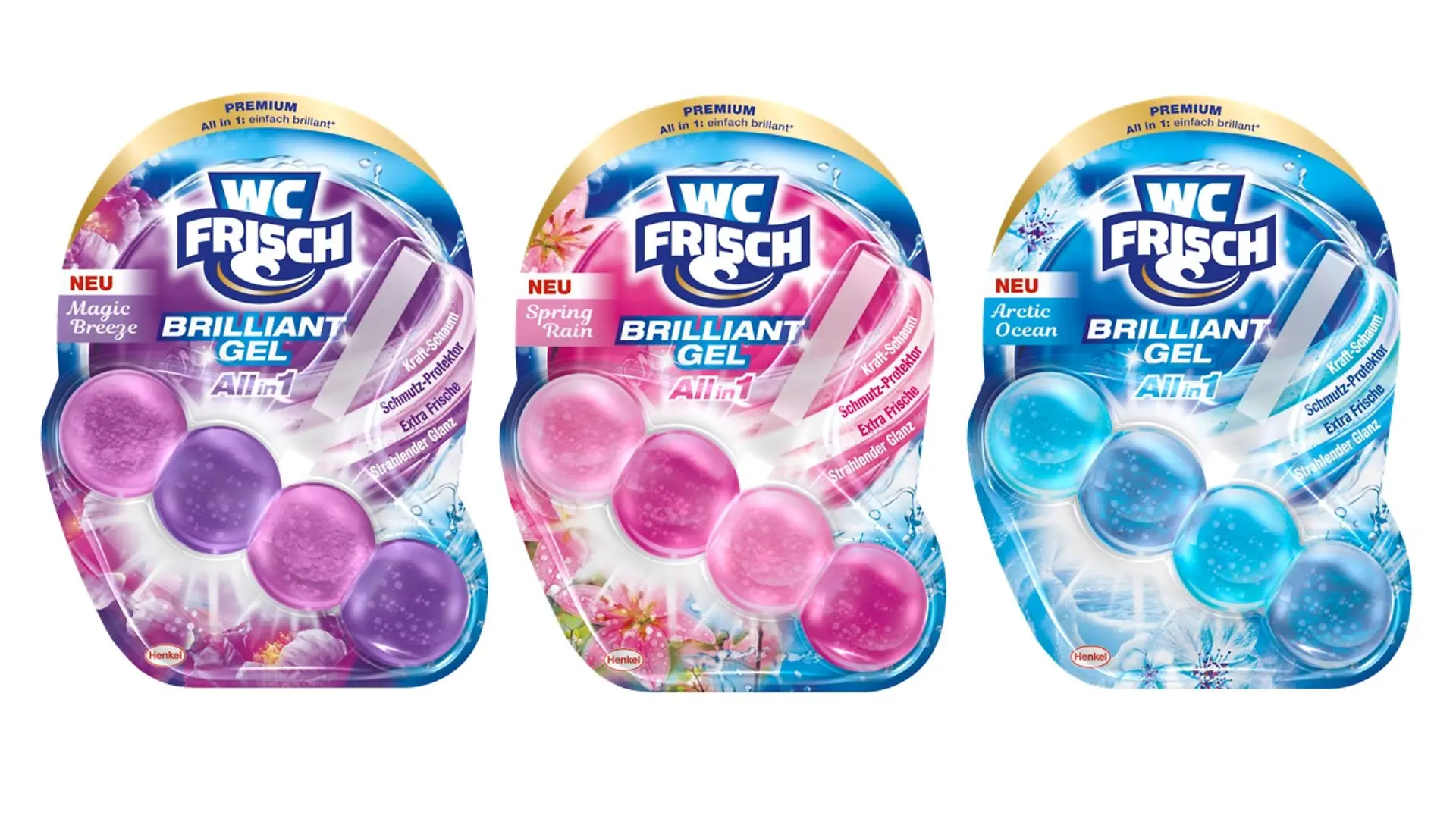 WC Frisch Brilliant Gel Magic Breeze, Spring Rain und Arctic Ocean