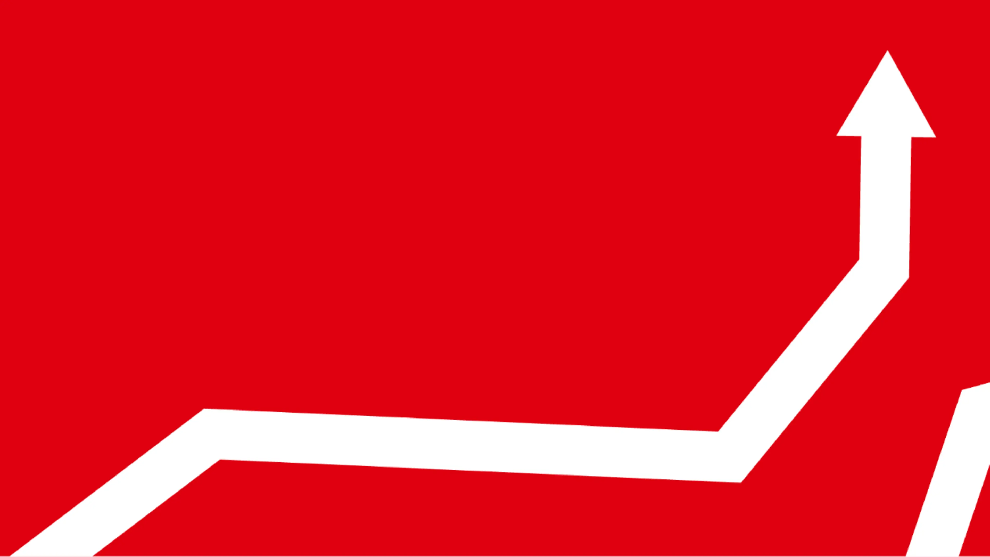 Ein weißer Pfeil auf rotem Hintergrund, der nach oben zeigt. 