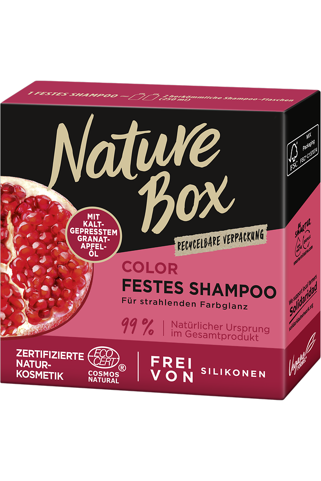 Nature Box Color Festes Shampoo mit kaltgepresstem Granatapfel-Öl