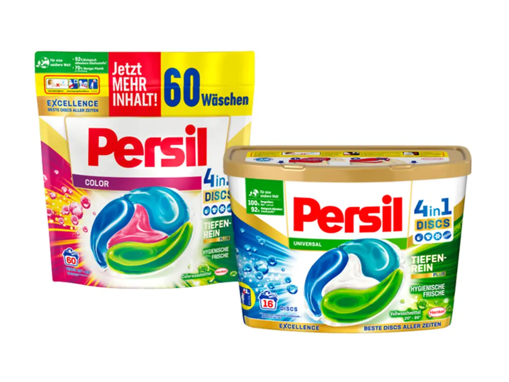 Persil 4in1 DISCS in der Box und im Folienbeutel