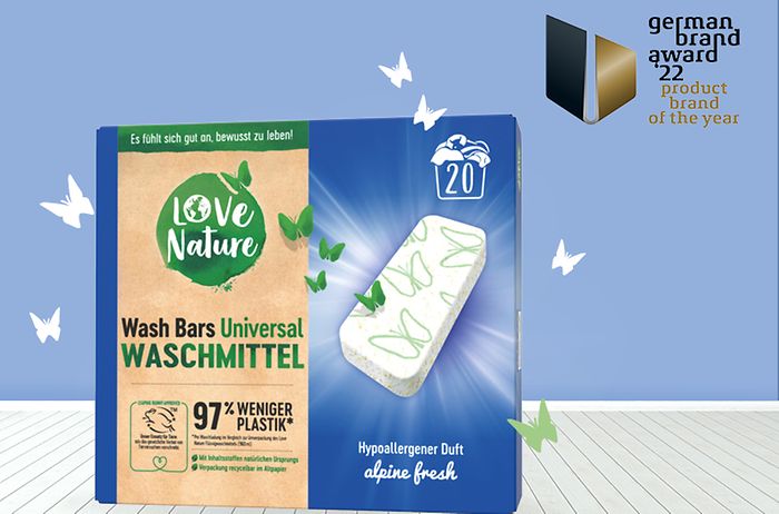 Love Nature Wash Bars Universal Waschmittel und Logo German Brand Award 2022 - Product Brand of the Year