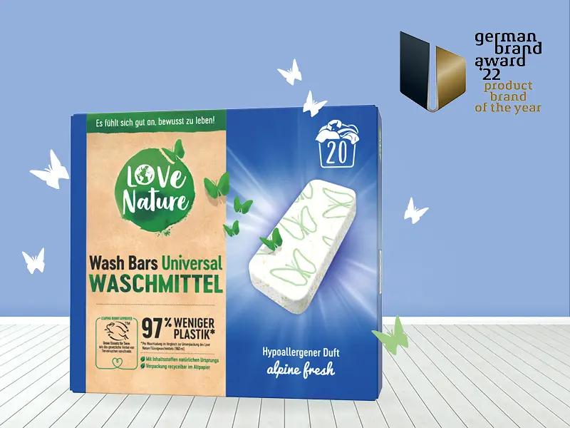 Love Nature Wash Bars Universal Waschmittel und Logo German Brand Award 2022 - Product Brand of the Year