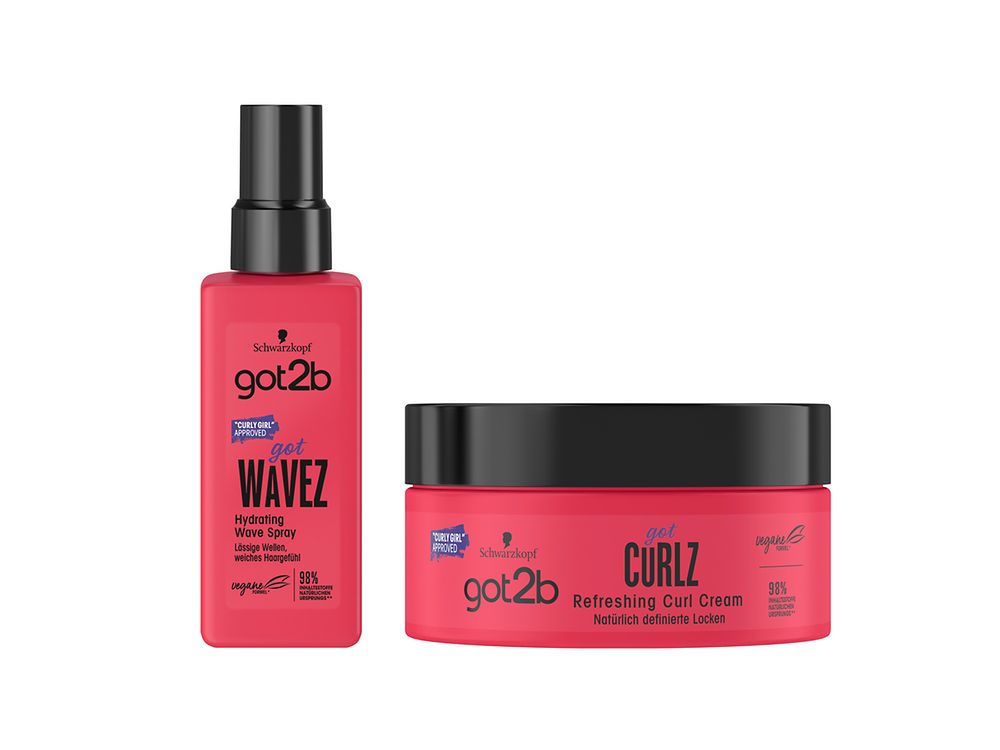 got2b gotWAVEZ Hydrating Wave Spray und got2b gotCURLZ Refreshing Curl Cream