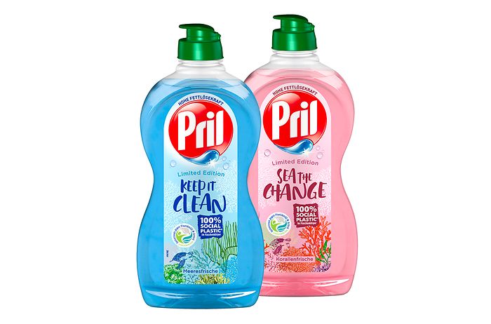 Pril Limited Edition mit 100% Social Plastic® in den neuen Varianten „Meeresfrische“ und „Korallenfrische”