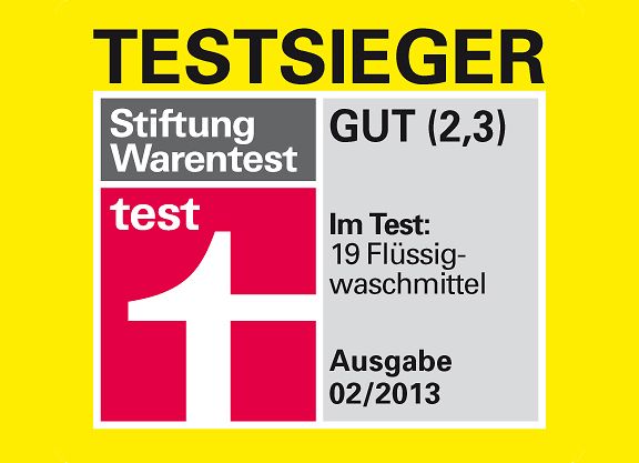 Im aktuellen Flüssigwaschmittel-Test (2/2013) erhält Persil Color-Gel die Gesamtnote "gut" (2,3)