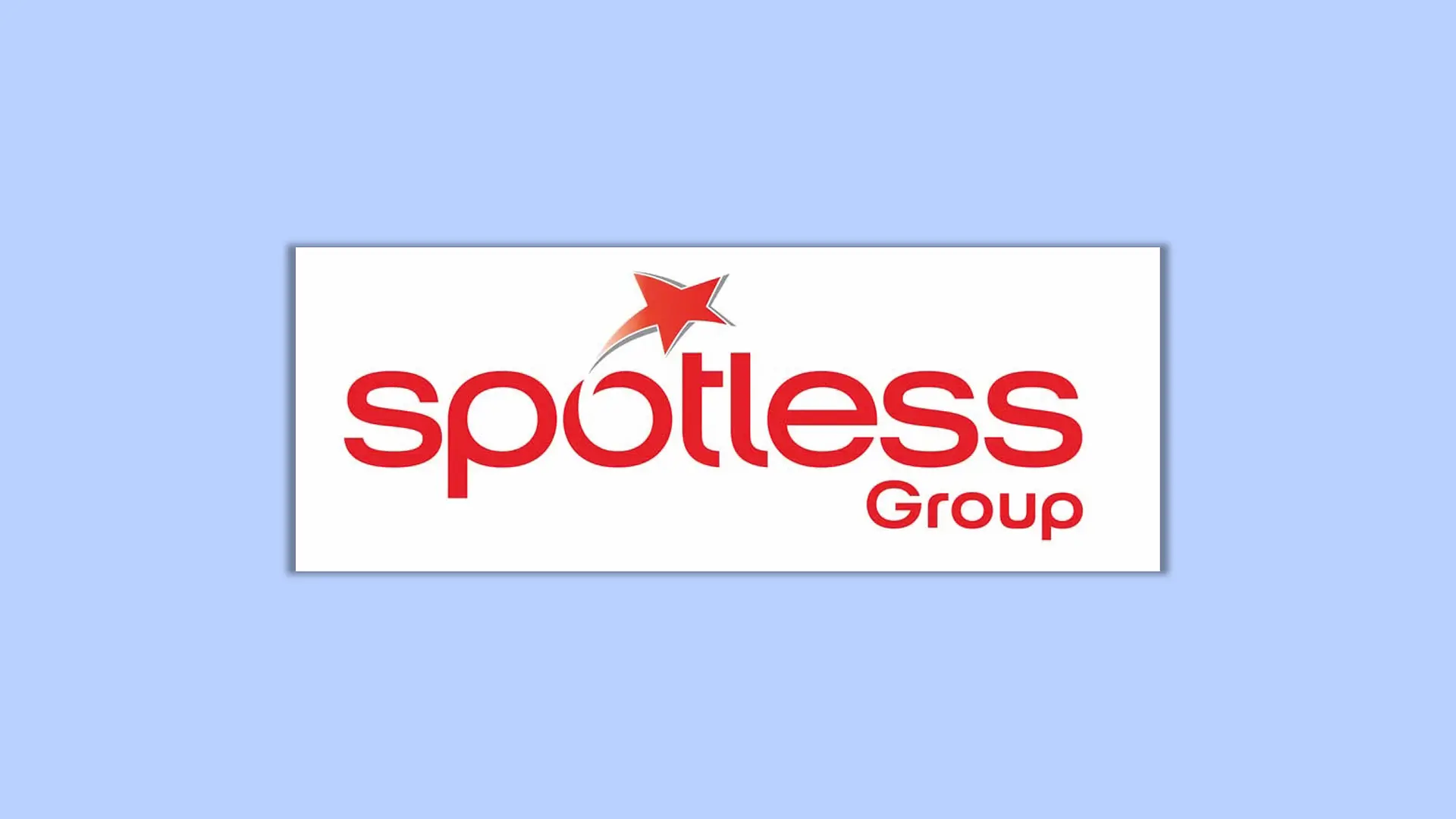 Das Logo der Spotless Group auf blauem Hintergrund.