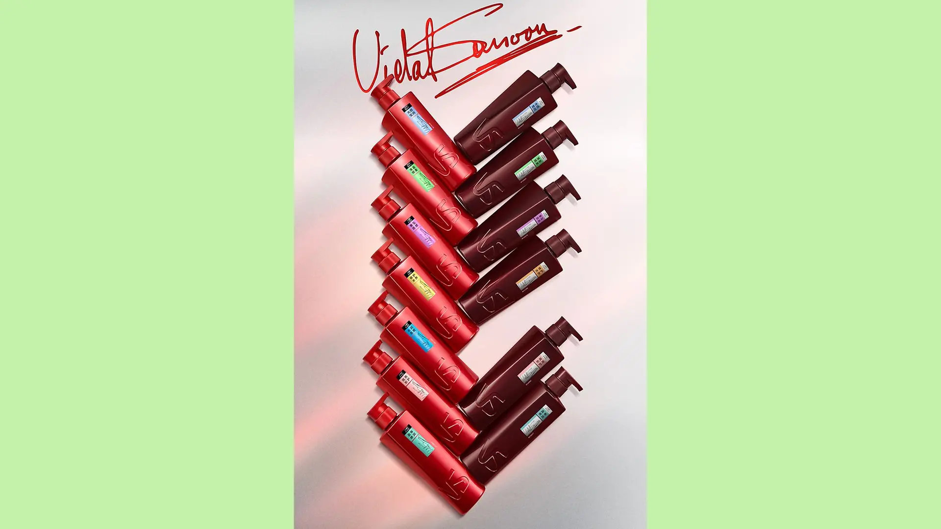 Auswahl des Sortiments von Shampoos und Pflegespülungen von Vidal Sassoon.