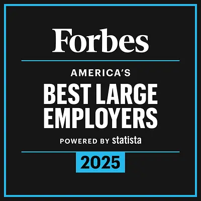 Das Logo der Auszeichnung „Forbes America’s Best Large Employers“.