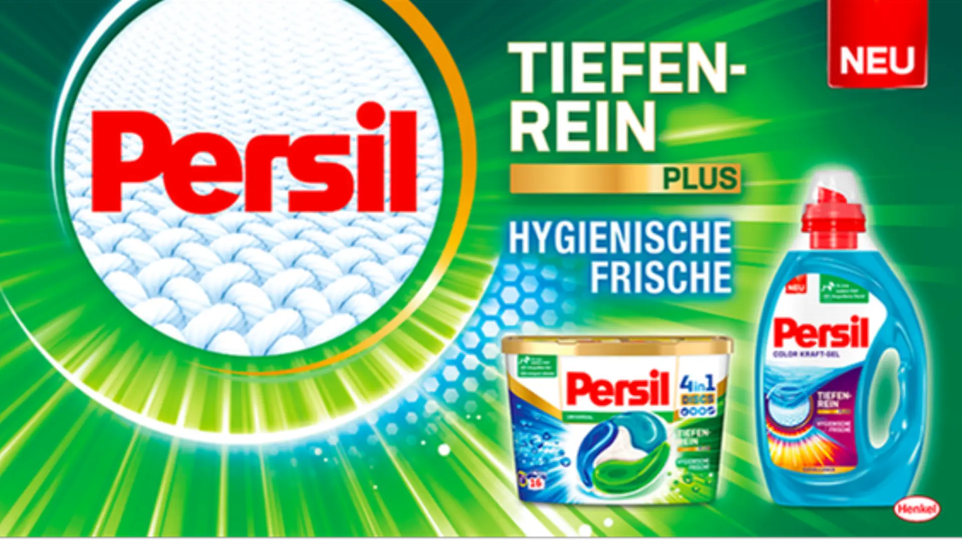 Eine Persil‑Anzeige aus dem Jahr 2021, die neue Persil‑Waschmittel mit Tiefenrein‑Technologie zeigt.