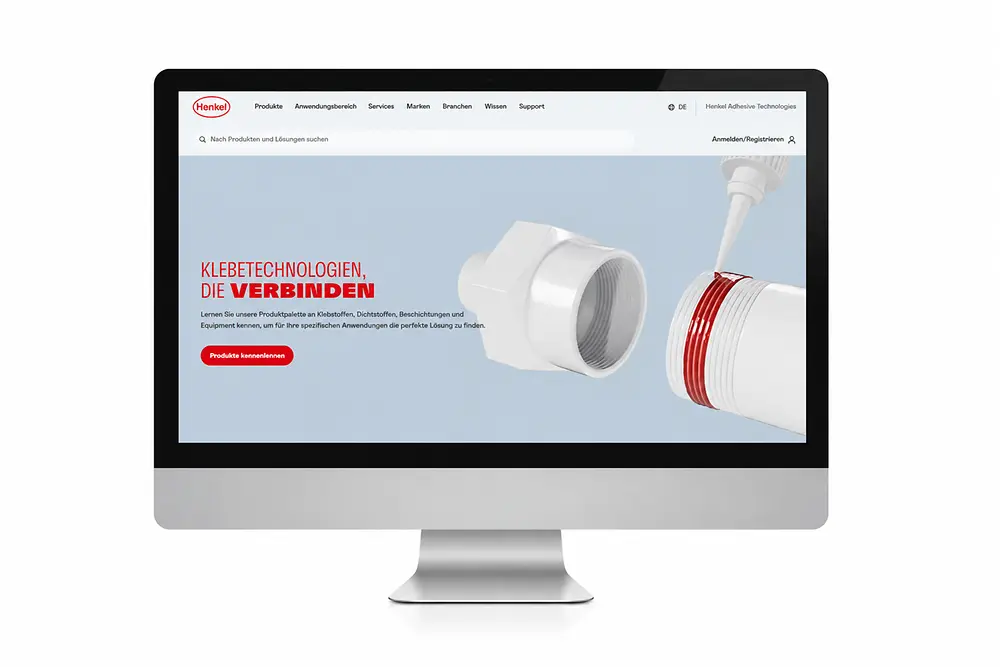 Bildschirm mit der Website von Adhesive Technologies.
