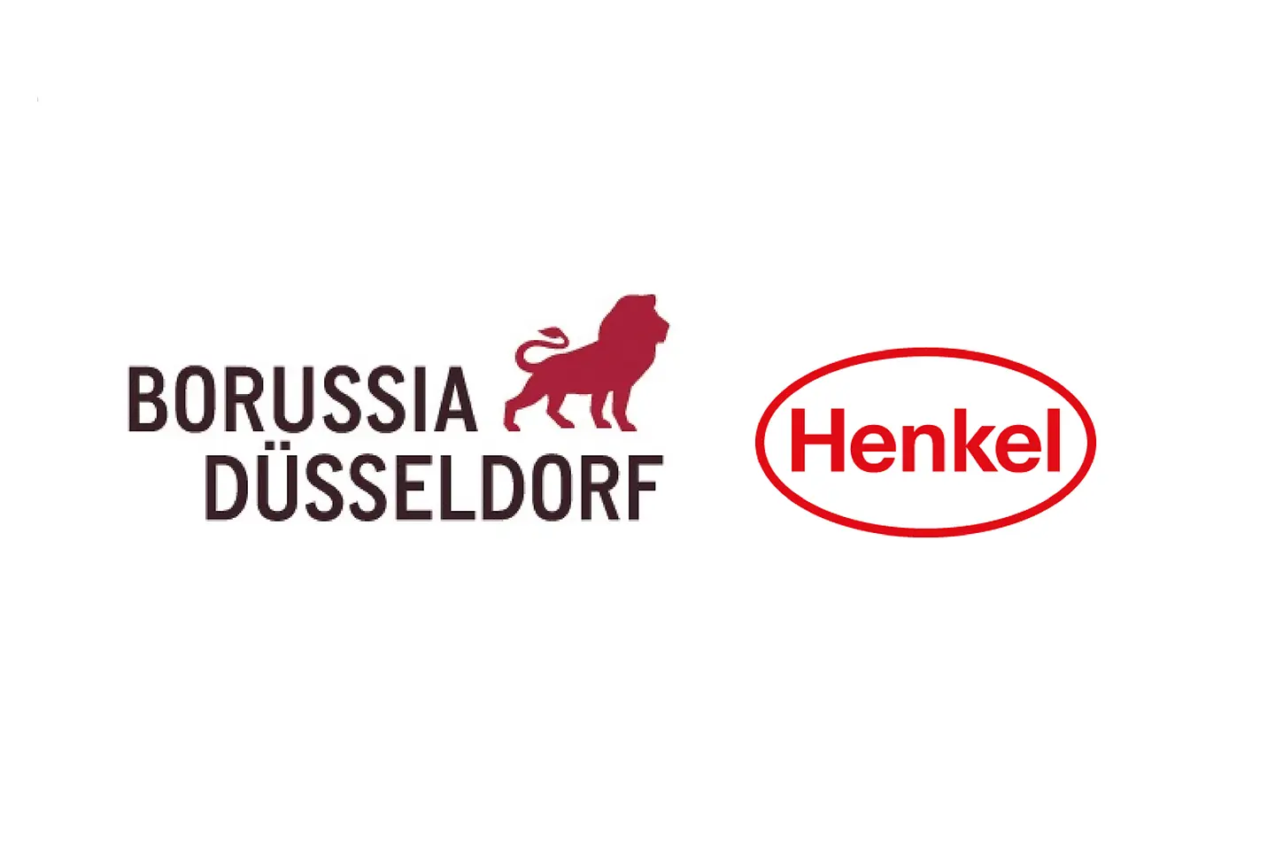 Logos von Henkel und Borussia Düsseldorf nebeneinander dargestellt.