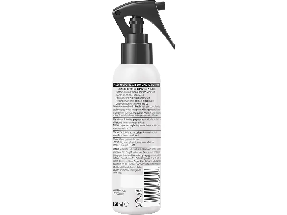 Schwarzkopf GLISS Micro Repair Bonding-Sprühkur (Rückseite)