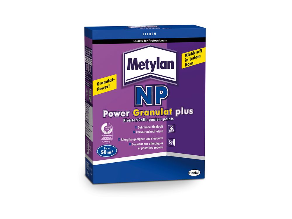 Metylan NP Power Granulat Plus ist neben dem 5-kg-Eimer auch in der praktischen 800-g-Packung erhältlich.