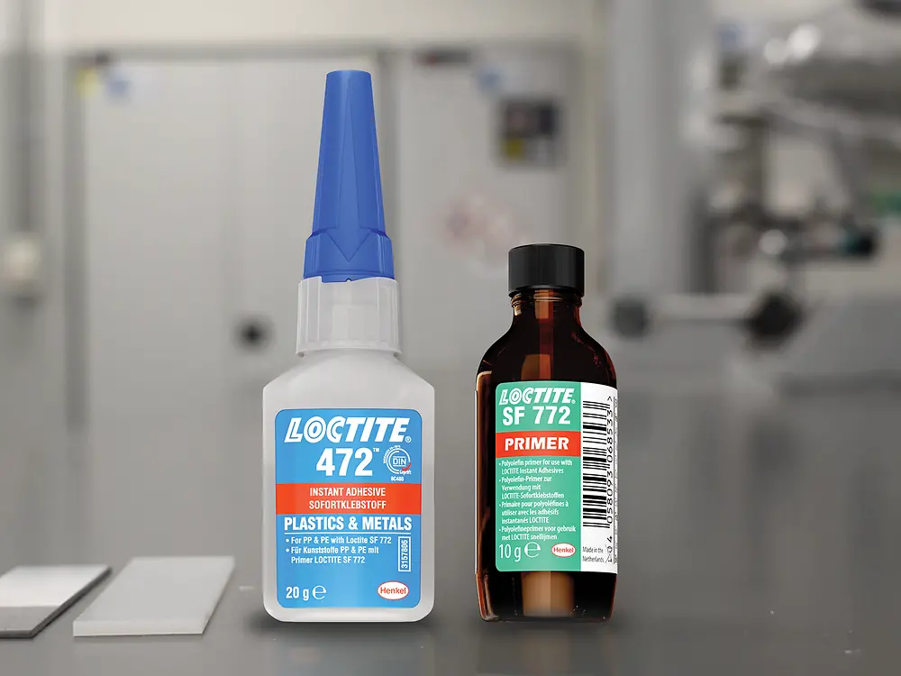
Der Sofortklebstoff Loctite 472 und der Polyolefin-Primer Loctite SF 772 erweitern Henkels Portfolio zur Verklebung von Polypropylen, Polyethylen und anderen schwer zu verklebenden Kunststoffen.