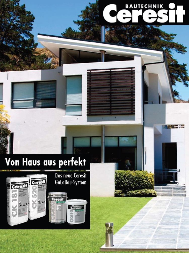 Titelbild der Broschüre „Von Haus aus perfekt – das neue Ceresit Galabau-System“