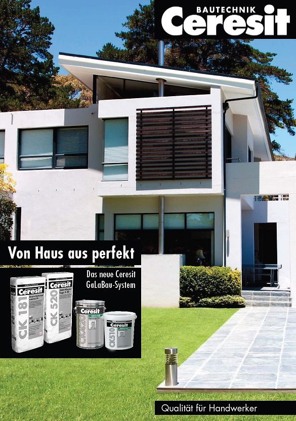 Titelbild der Broschüre „Von Haus aus perfekt – das neue Ceresit Galabau-System“ 