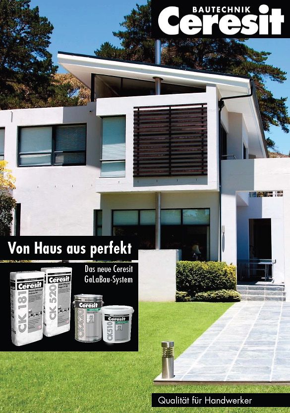 Titelbild der Broschüre „Von Haus aus perfekt – das neue Ceresit Galabau-System“