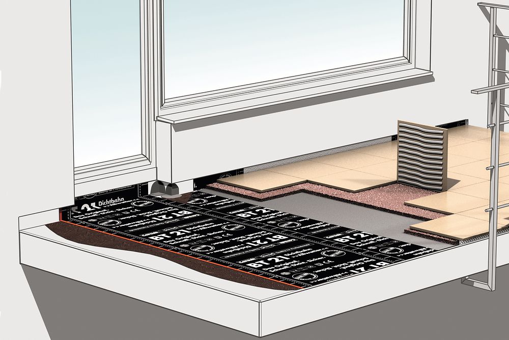 Für Balkon und Terrasse empfiehlt Ceresit einen komplett wasserfreien Systemaufbau.