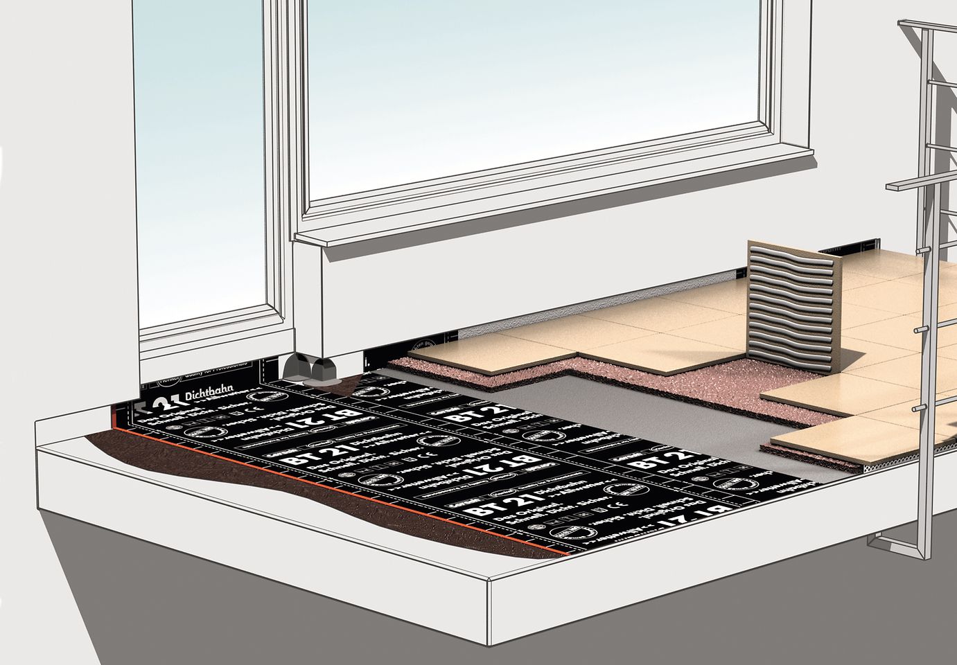 Für Balkon und Terrasse empfiehlt Ceresit einen komplett wasserfreien Systemaufbau.