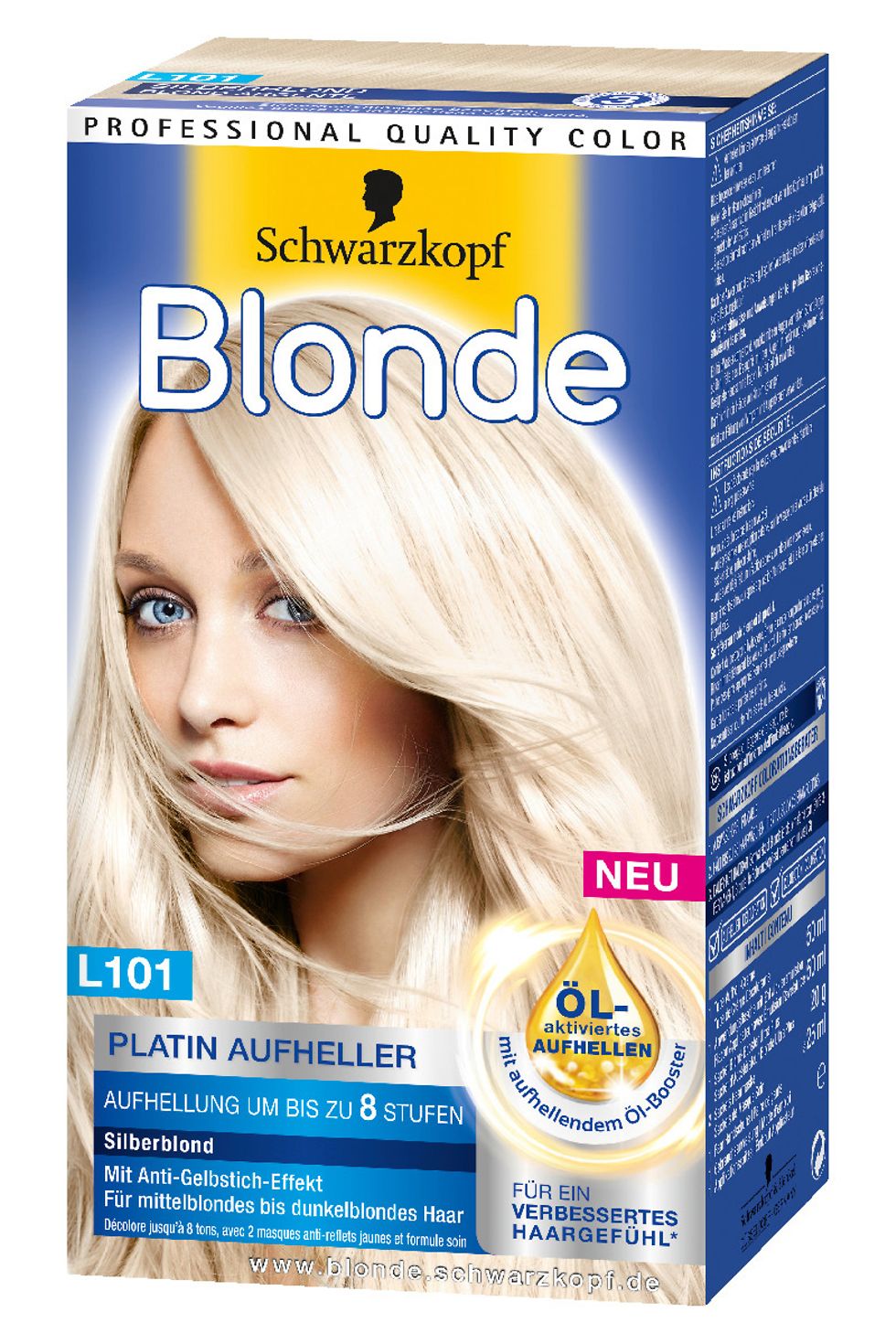 Blonde L101 Platin Aufheller Silberblond für mittelblondes bis dunkelblondes Haar um bis zu 8 Stufe