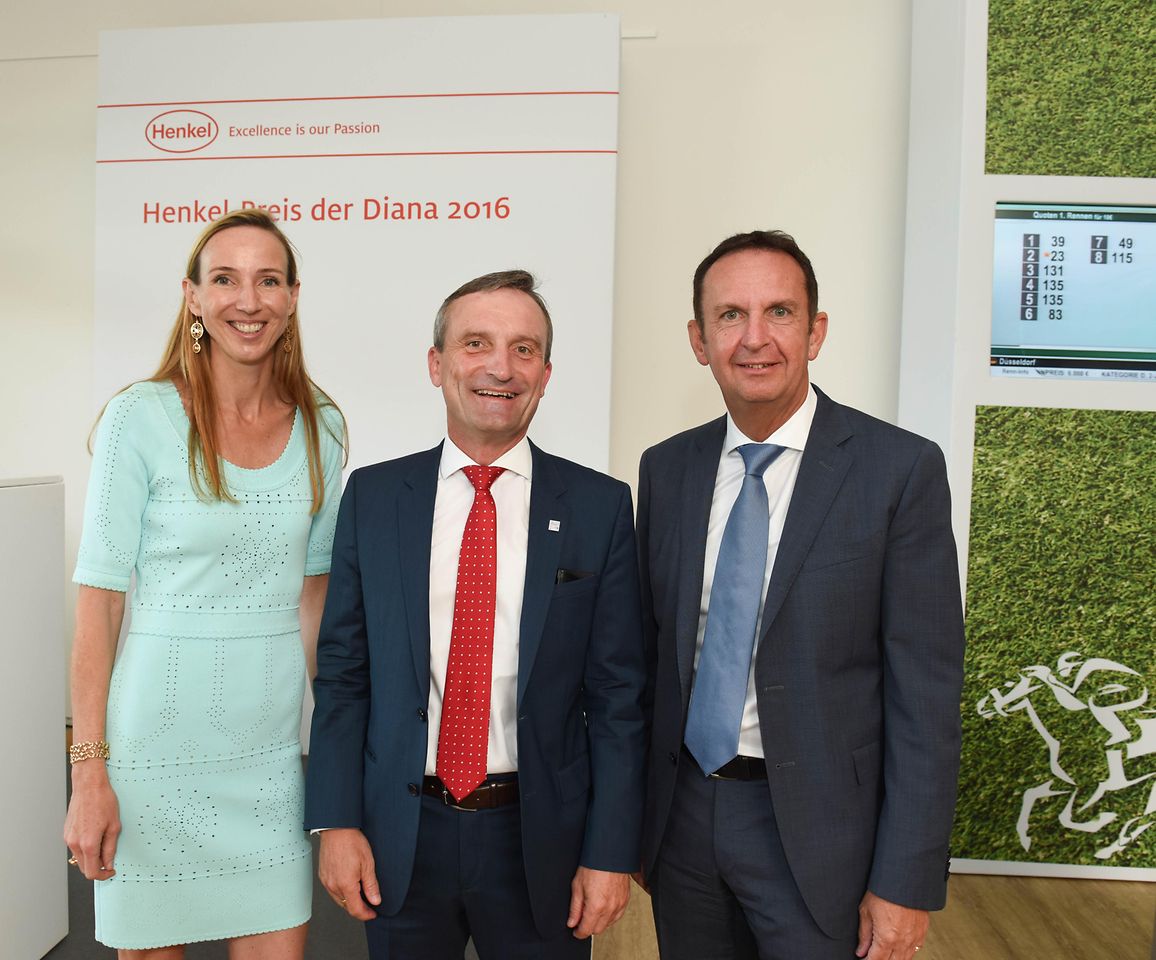 Henkel-Renntag 2016: 2Dr. Simone Bagel-Trah, Thomas Geisel und Hans Van Bylen (von links)