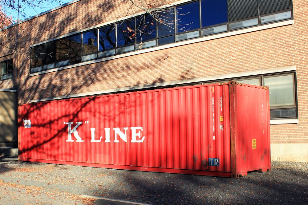 The shipping container in its original state 