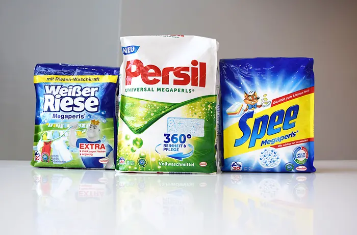 Henkel verkauft seine Megaperls-Waschmittel in sogenannten „Quadro Seal Bags“