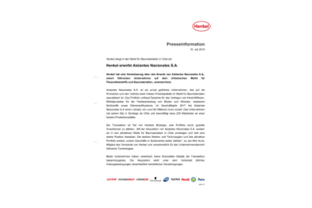 2018-07-16 News Release Acquisition of Aislantes Nacionales in Chile-de-DE-PDF.pdfPreviewImage (1)