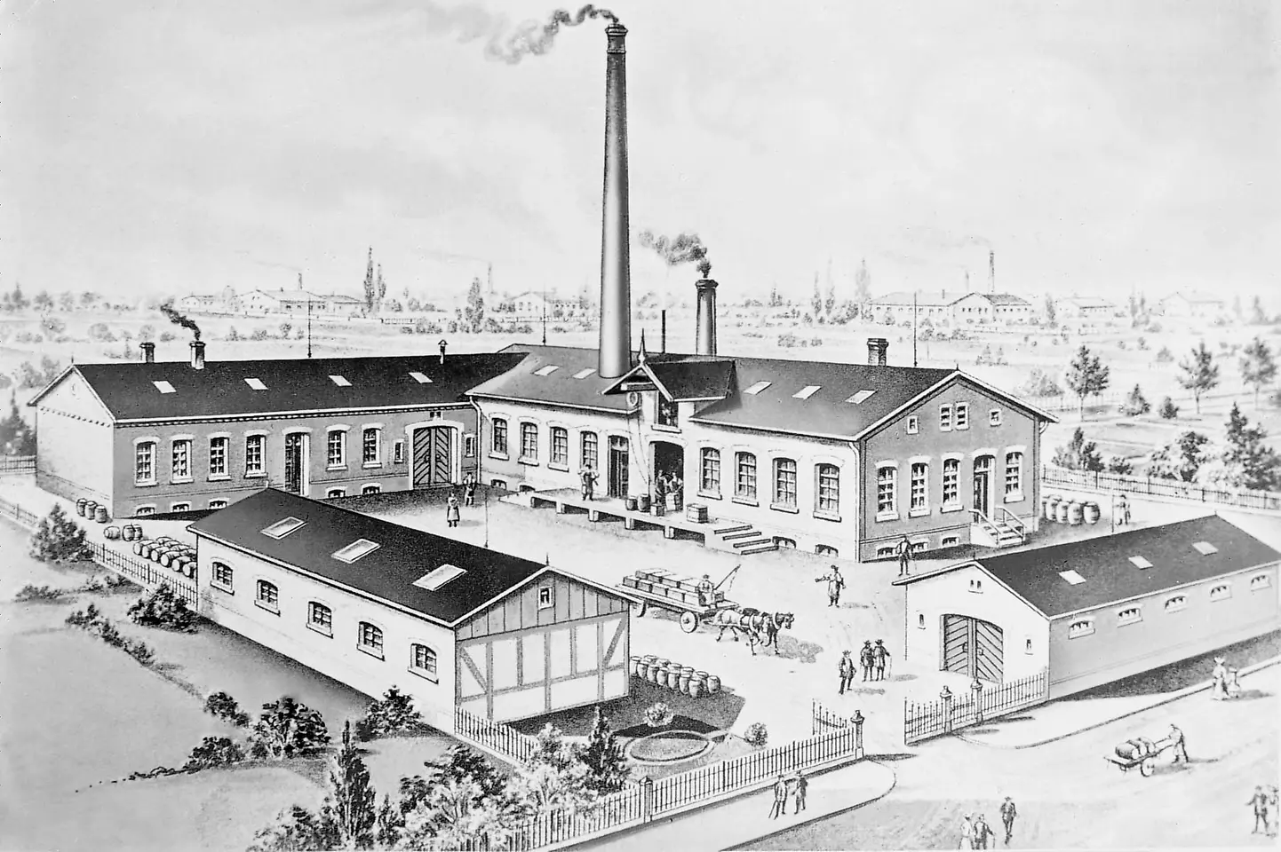 1878 zog das Unternehmen in eine gemietete Fabrik in die Schützenstraße in Düsseldorf