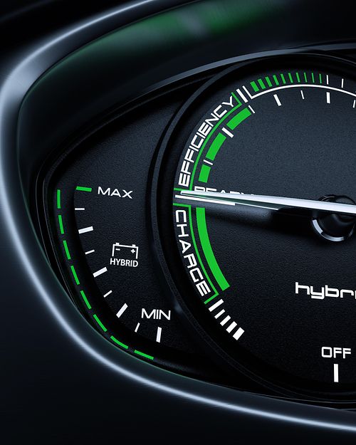 Tacho eines leichten und leistungsfähigen Elektroautos Tacho eines leichten und leistungsfähigen Elektroautos